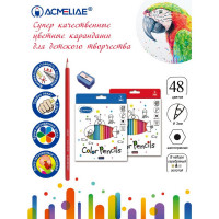 Набор цветных карандашей ACMELIAE 48цв.+точилка, в картонном футляре (ACMELIAE 9403-48)