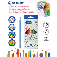 Набор цветных трехгранных карандашей ACMELIAE 12цв. в картонном футляре (ACMELIAE 9402-12)