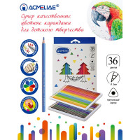 Набор цветных трехгранных карандашей ACMELIAE 36цв. в картонном футляре (ACMELIAE 9402-36)