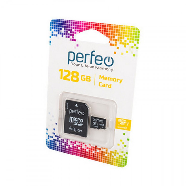 Носитель информации PERFEO microSDXC 128GB High-Capacity (Class 10) UHS-1 с адаптером BL1