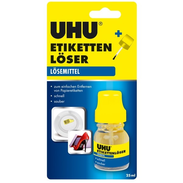 Жидкость для удаления этикеток UHU Etikettenloeser, Баночка с кисточкой, 25 мл. (UHU 48910) EOL