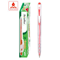 Ручка шариковая автоматическая Flexoffice Trendee, 0,5  мм., корпус прозрачный/красный, цвет чернил Красный, Комплект 12 шт. (FLEXOFFICE FO-019 RED)