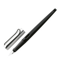 Ручка перьевая Lamy joy Al 011, корпус: черный/серебристый, перо 1,9 мм (LAMY 4029992) Без упаковки, поставлен черный картридж