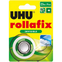 Клейкая лента (скотч) UHU Rollafix Invisible, канцелярская, невидимая, в диспенсере, 19 мм х 7,5 м. (UHU 36960)