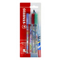 Ручка шариковая Stabilo Tropikana 838, комплект 4 шт (синяя, черная, красная, зеленая), блистер (STABILO 838/4-1B) EOL