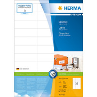 HERMA 4455 Этикетки самоклеющиеся Бумажные А4, 70.0 x 25.4, цвет: Белый, клей: перманентный, для печати на: струйных и лазерных аппаратах, в пачке: 100 листов/3300 этикеток