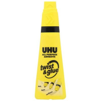 Клей универсальный в бутылочке UHU Twist & Glue, прозрачный, бутылочка для аккуратного нанесения, 90 мл (UHU 38850/43595)