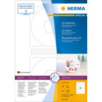 HERMA 4471 Этикетки самоклеющиеся для CD-дисков Бумажные А4, д. 116 мм, цвет: Белый, клей: перманентный, для печати на: струйных и лазерных аппаратах, в пачке: 100 листов/200 этикеток