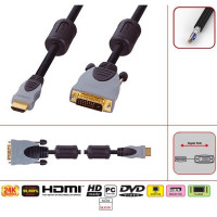 Кабель HDMI Plug - DVI-D Plug с ферритовыми фильтрами 3.00 м Luxmann 467-153-1