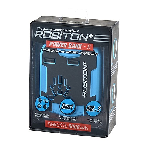 ROBITON Power Bank-X 6000мАч, 2 USB-разъема BL1