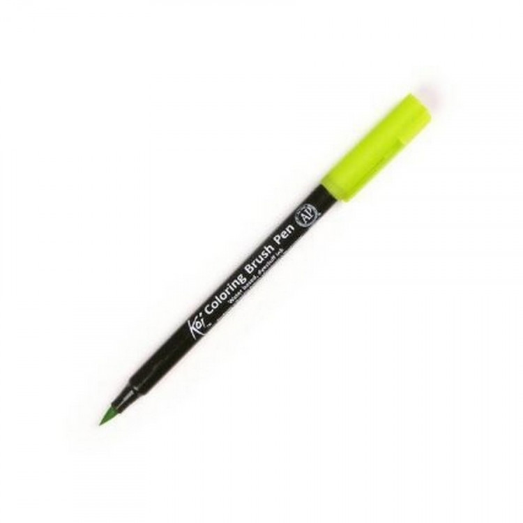 Маркер акварельный KOI Coloring Brush Pen, художественный, кисть, цвет 27 Yellow Green (Sakura XBR#27)