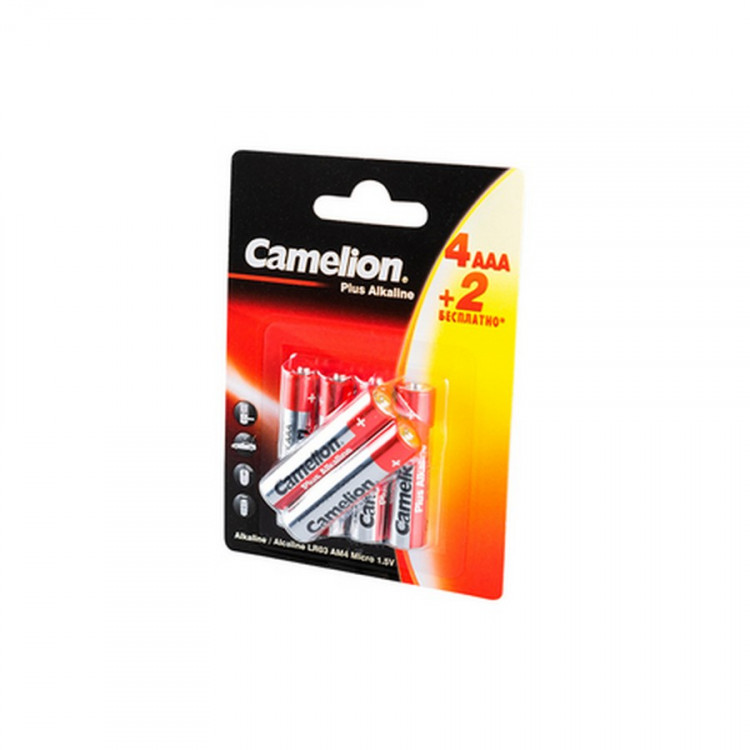 Батарейка Camelion Plus Alkaline 4+2LR03-BP LR03 4+2шт BL6 (Комплект 6 шт.)