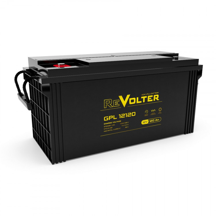 Energon Delta GPL 12120 Аккумуляторная батарея REVOLTER (DELTA) GPL 12120 (12В / 120Ач, Тип: AGM, Клемма: Болт М8, ДхШхВ: 406x174x215мм (Полная высота: 216мм), срок службы: 10 лет, Гарантия: 1г, вес: 33кг)