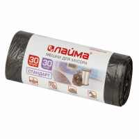 Мешки для мусора  30 л LAIMA, черные, в рулоне 30 шт., ПНД 8 мкм, 50х60 см (LAIMA 601377)