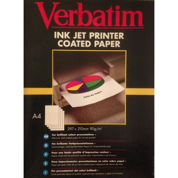 Бумага A4  для струйной печати Verbatim 38581 Ink Jet Printer Coated Paper 90г/м2 для печати на струйном принтере, 10 листов (Verbatim 38581/10 листов)