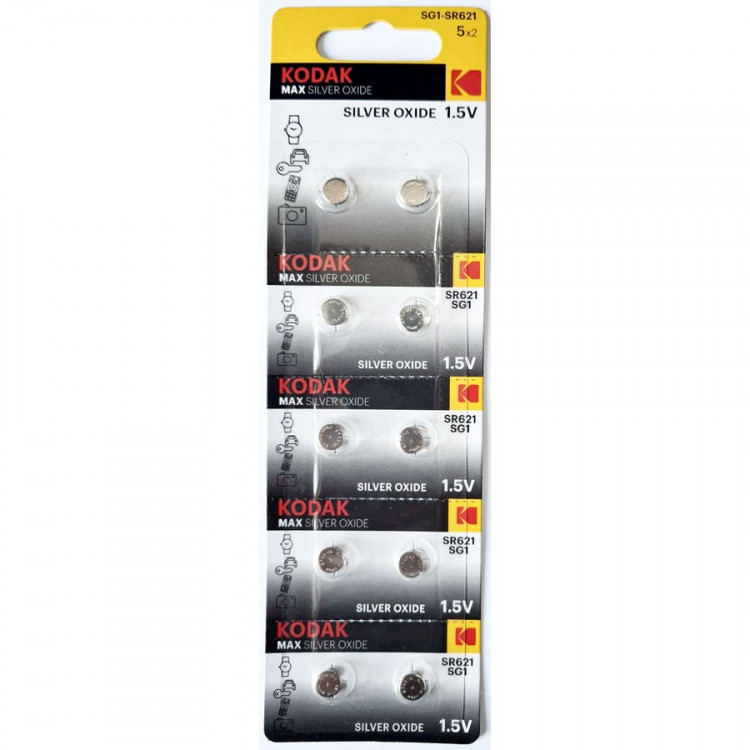 Батарейка Kodak MAX Silver Oxide SG1-SR621 364 (0%Hg) BL10