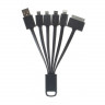 Кабель USB ROBITON P9 Multicord USB A - 2MicroUSB/MiniUSB/30pin/8pin, 15см черный с брелоком PH1