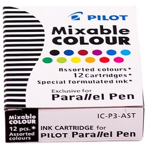 Чернила картриджи Pilot Mixable Colour для перьевых ручек Parallel Pen, в наборе 12 картриджей 12 цветов (IC-P3-AST)