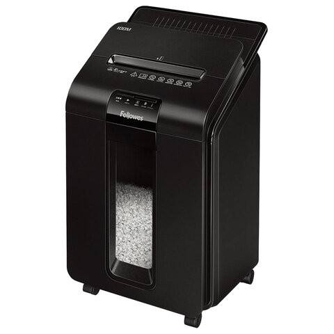 Fellowes FS-46292 Уничтожитель документов Fellowes AutoMax 100M, минирезка DIN P-4, 4х10 мм, автоподача 100 лст., 23 лтр., автореверc