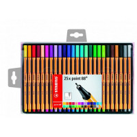 Ручка Капиллярная Stabilo Point 88 В Пластиковом Футляре, 2 Ушка Для Подвешивания, 25 Цветов, 0,4 мм. Блистер (STABILO 8825-1)