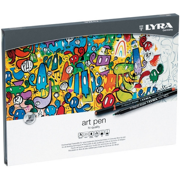 Фломастеры Lyra Art Pen Hi-Quality, художественные, набор 20 цветов, в металлическом пенале (6751200)