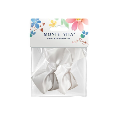 Бант для волос НАБОР 2 шт. и 1 шт., 10х8 см, на заколке, белый, АССОРТИ, MONTE VITA (МОНТЕ ВИТА), 457119