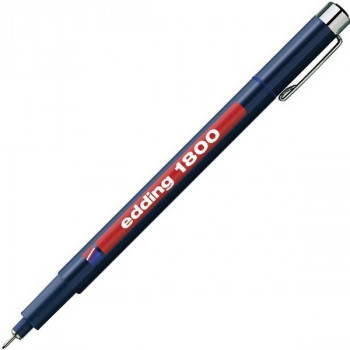 Ручка капиллярная Edding 1800 (003) 0,1 мм, синий (Edding E-1800/3) Рапидограф edding-1800 profipen с круглым наконечником в металлической оправе. Свето и водостойкие пигментные чернила, нестираемые.
