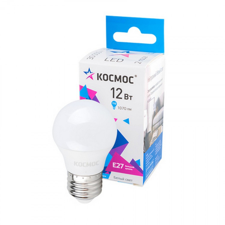 Лампа светодиодная КОСМОС LED12WGL45E2745 12Вт E27 4500K BL1