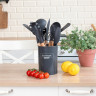 Набор силиконовых кухонных принадлежностей с деревянными ручками 12 в 1, серый, DASWERK, 608194