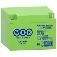 Аккумуляторная батарея WBR GP12260 (12В / 26Ач, универсальная, AGM, Клемма: M5, ДхШхВ: 166x175x125, срок службы: 8 лет, вес: 9,3кг) (WBR GP12260 WBR)