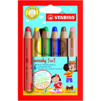 Набор супертолстых цветных карандашей Stabilo Woody 6Цв, картонный футляр (STABILO 8806)