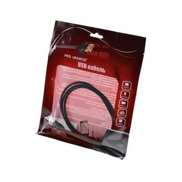 Кабель Pro Legend PL1300 USB 2.0 А вилка <--> USB А розетка, удлинитель 1.5м BL1