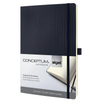 Деловой блокнот Sigel Conceptum ® Softcover. Мягкий переплет, покрытие "Мягкая волна", разлиновка "Точка", нумерация страниц, место для оглавления, эластичная резинка, петля для ручки. 194 стр, 80 гр, А4 187X270X14  мм.. Цвет: черный (SIGEL CO308)