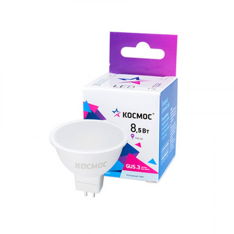 Лампа светодиодная КОСМОС LED8.5wJCDRC65 8.5Вт GU5.3 6500K BL1