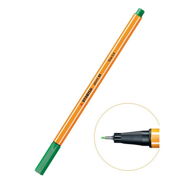 Ручка капиллярная Stabilo Point 88 0,4 мм, 88/36 зеленый (Stabilo 88/36)*