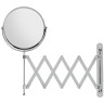 Зеркало настенное BRABIX, диаметр 17 см, двусторонее, с увеличением, нержавеющая сталь, выдвижное (гармошка), 607420