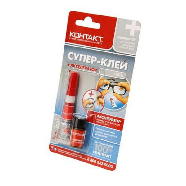 КОНТАКТ Супер-клей Гель + АКСЕЛЕРАТОР  (3г) BL1 Клей