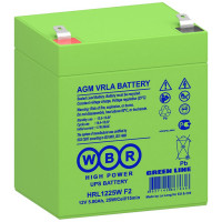 Аккумуляторная батарея WBR HRL1225W (12В / 5Ач, 25Вт / Эл P(15мин) AGM, с высокой энергоотдачей, Клемма: F2, ДхШхВ: 90x70x107, срок службы: 12 лет, вес: 1,97кг) (WBR HRL1225W)