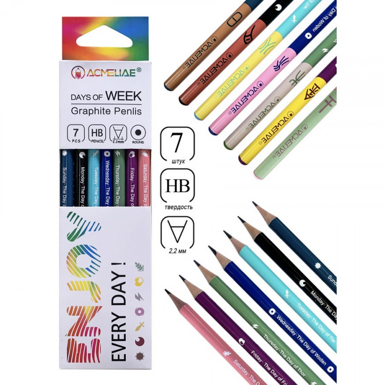 Набор чернографитных карандашей ACMELIAE Week HB 7шт (ACMELIAE 43998)