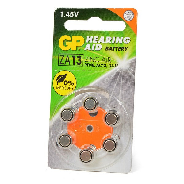 Батарейка GP Hearing Aid ZA13F-D6 ZA13 BL6 (Комплект 6 шт.)