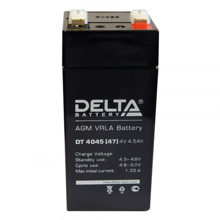 Energon Delta DT 4045 (47мм) Аккумуляторная батарея DELTA DT 4045 (47мм) (4В / 4,5Ач, Тип: AGM, Клемма: F1, ДхШхВ: 47х47х101мм (Полная высота: 101мм), срок службы: 5 лет, Гарантия: 1г, вес: 0,5кг)