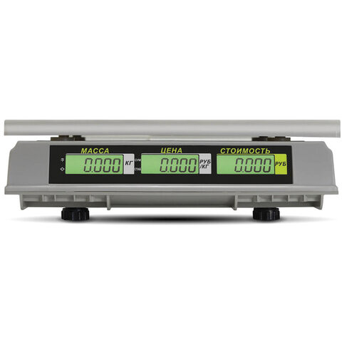 Весы торговые MERTECH M-ER 326AC-15.2 LCD (0,04-15 кг), дискретность 5 г, платформа 325x230 мм, без стойки, 3040