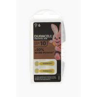 Батарейка DURACELL HEARING AID 10 в пласт. боксе 6 шт (Комплект 6 шт.)