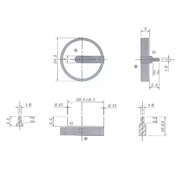 Батарейка ROBITON PROFI CR2450 - HB5.5/20.5 3.0В с выводами под пайку BULK20 (Комплект 20 шт.)