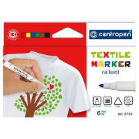 Маркер для декорирования по ткани Centropen Textile 1,8 мм, набор 6 цветов (Centropen 2739/6)