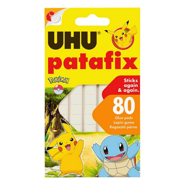 Клеящие подушечки UHU Patafix серия Pokemon для временного крепления, многоразовые, белые, 80 шт. (UHU 39125 Pokemon)*