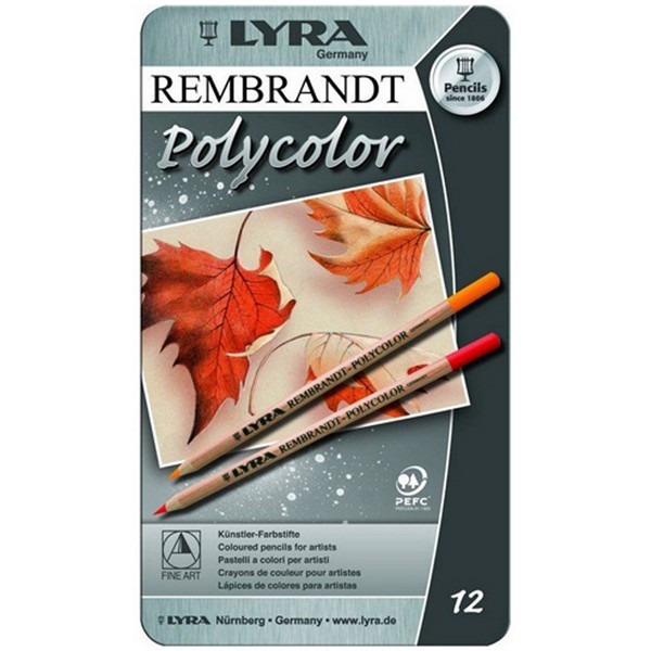 Набор цветных карандашей LYRA Rembrandt Polycolor, 12 цветов, в металлическом пенале (2001120)
