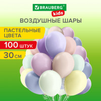 Шары воздушные 30 см, 100 штук, "МАКАРУНС", ассорти, BRAUBERG KIDS, 591879