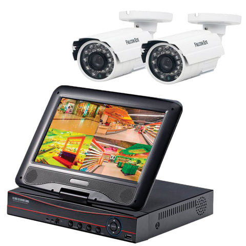 Комплект видеонаблюдения FALCON EYE FE-1104COMBO KIT "Light", 4-х канальный, гибридный регистратор, дисплей 10", 2 уличные камеры