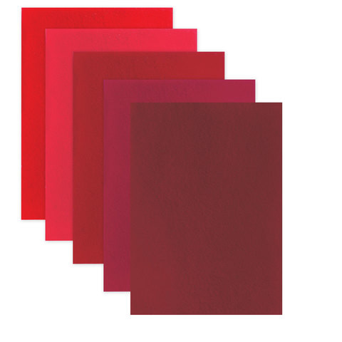 Цветной фетр МЯГКИЙ А4, 2 мм, 5 листов, 5 цветов, плотность 170 г/м2, оттенки красного, ОСТРОВ СОКРОВИЩ, 660642